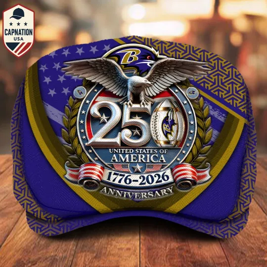 Discover Baltimore-Football Jeff Cap 250th Anniversary USA 1776-2026 Eagle Patriotic Cap