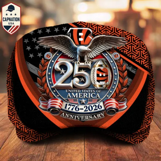 Discover Cincinnati-Football Jeff Cap 250th Anniversary USA 1776-2026 Eagle Patriotic Cap