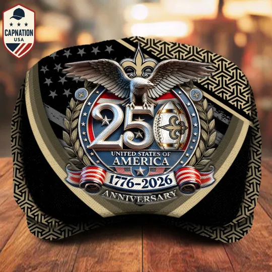 Discover New Orleans-Football Jeff Cap 250th Anniversary USA 1776-2026 Eagle Patriotic Cap