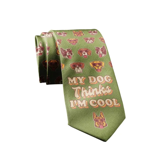Discover My Dog Thinks Im Cool Necktie Funny Neckties for Men Cool Dog Tie Mens Novelty