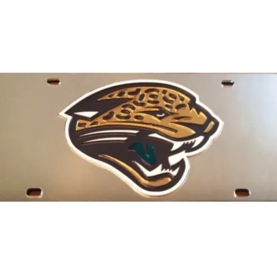 Discover jacksonville jaguar football football silver logo chrome license plate usa made