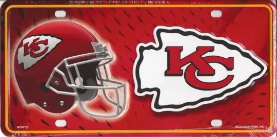 Discover Kansas City Chiefs football Football Aluminum Metal License Plate Tag NEW