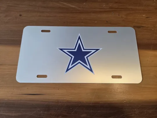 Discover DALLAS COWBOYS ALUMINUM football SILVER 6X12 LICENSE PLATE.  NEW