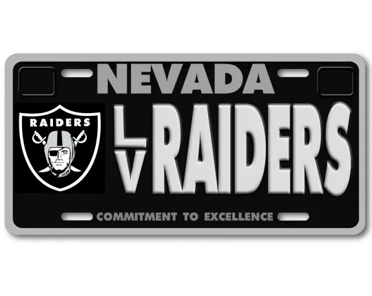 Discover Las Vegas Nevada RAIDERS football Football Team Aluminum Vanity License Plate LV