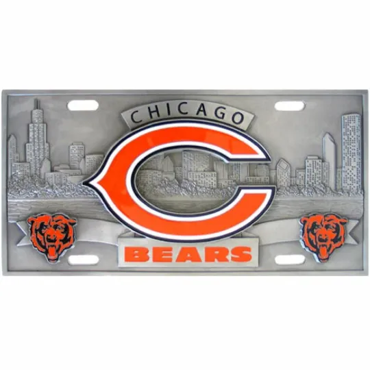 Discover Chicago Bears Solid Metal 3-D Collector's License Plate football Football
