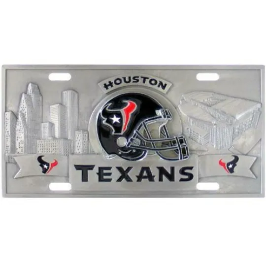 Discover Houston Texans Solid Metal 3-D Collector's License Plate football Football
