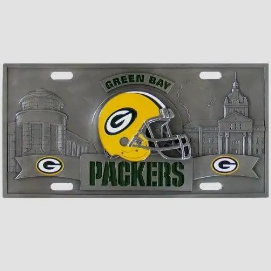 Discover Green Bay Packers 3D Metal Collector's License Plate Football