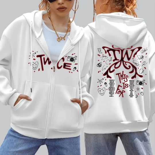 Twice This Is For Signature Zip Hoodie, Twice Hoodie, Twice Tour 2026 Zip Hoodie, Team Twice 5th World Tour Merch, Twice Kpop Zip Hoodie