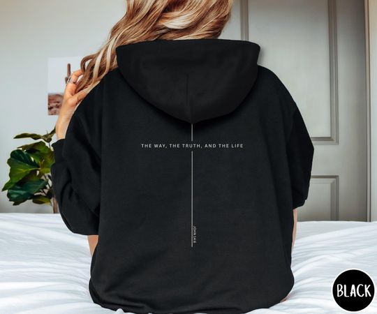 Discover Christian Zip Up Hoodie, Faith-Based Full Zip Hooded Sweatshirt, The Way, The Truth, The Life Bible Verse Jacket, Unisex Religious Apparel