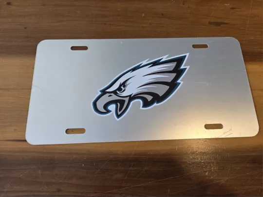 Discover Philadelphia Eagles Aluminum Football License Plate Silver New