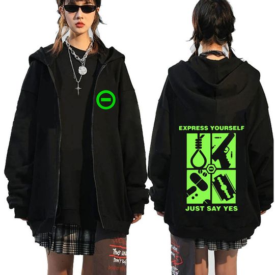 Type O Negative Express Yourself Just Say Yes Zip Up Hoodies Gothic Metal Rock Band Zipper Sweatshirt Men Women Clothing Jackets