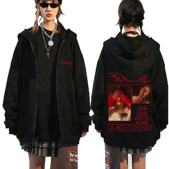 Yes and Ariana Eternal Sunshine Zipper Hoodie Men Women Fashion Oversized Zip Up Jacket Mens Fleece Cotton Zip Up Hoodies