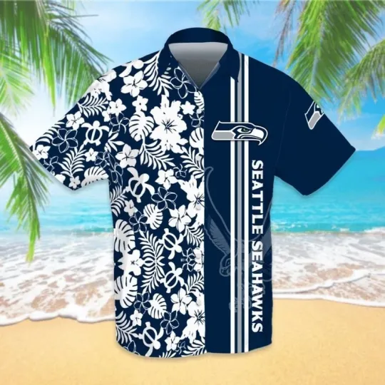 Discover Seattle Football Seahawkss Team Hawaiian Shirt Short Sleeve Adult