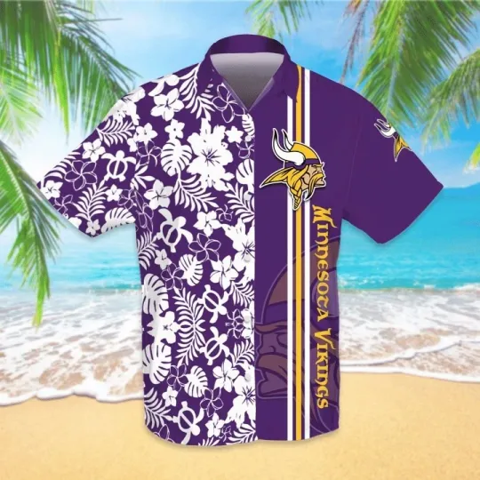 Minnesota Football Vikingss Team Hawaiian Shirt Short Sleeve Adult