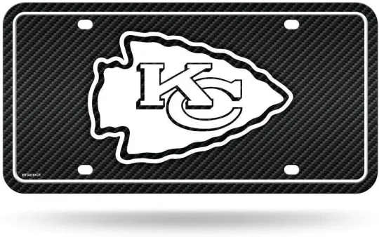 Discover Kansas City Chiefs Metal Auto Tag License Plate Carbon Fiber Design 6x12 football