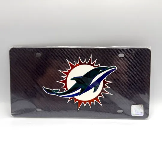Discover Miami Dolphins football Carbon Fiber License Plate NEW SEALED