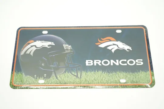 Denver Broncos Aluminum Football License Plate Tag