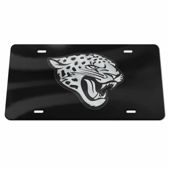 Discover JACKSONVILLE JAGUARS BLACK AND SILVER CRYSTAL MIRRORED CAR LICENSE PLATE football