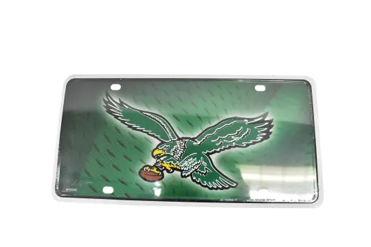 Discover Philadelphia Eagles License Plate Green Retro Logo Metal football Football Car Tag
