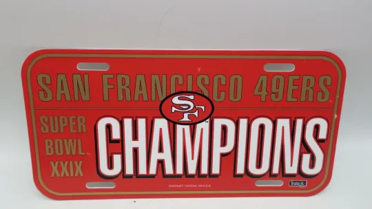 Discover 1994 San Francisco 49ers Super Bowl XXIX Plastic Front License Plate Car Tag