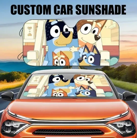 BlueyDad Family Movie Cartoon Car Sunshade, Windshield Cover SunShade