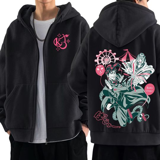 Anime Jojo Bizarre Adventure Zipper Hoodies Kakyoin Noriaki Jotaro Kujo Manga Zip Up Sweatshirts Men Women Fashion Pullovers