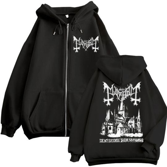 Limited Mayhem De Mysteriis Dom Sathanas Merch Zipper Hoodies Death Black Metal Rock Band Zip Up Sweatshirt Men Women Streetwear