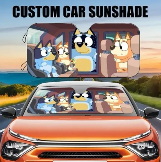 Discover BlueyDad And Bingo Car Sunshade, BlueyDad Family Windshield Cover Sunshade
