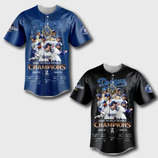 Discover Dodgersss 2025 World Series Champions Back 2 Back Jersey