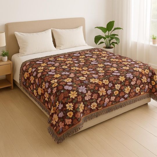 Discover Floral Piano Surprise Song Woven Blanket for Music Lovers - Cozy Home Decor, Concert Memory Keepsake, Aesthetic Throw