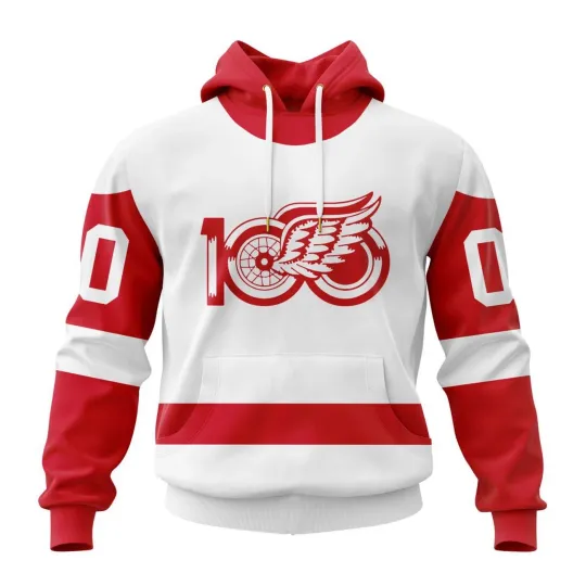 Discover Personalized Detroit Red Wings Hoodie Away With Centennial Logo Design