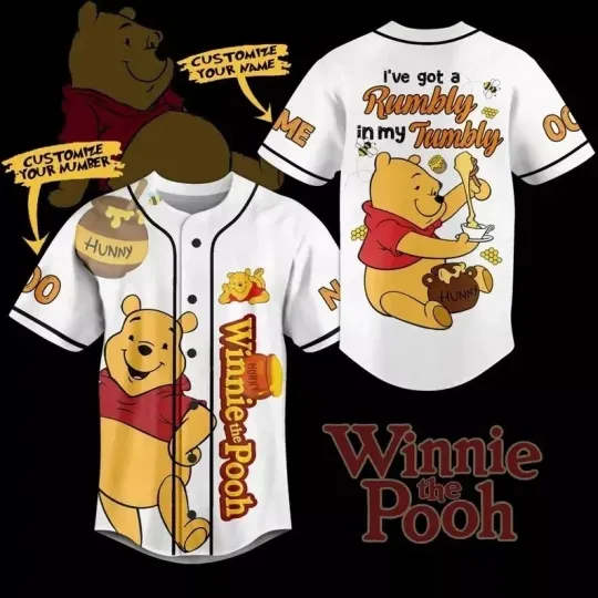 Discover Custom Name Number Winnie The 1Pooh Baseball Jersey S-5XL
