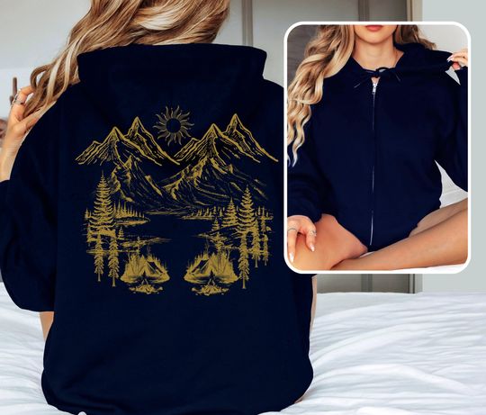Nature ZIP UP Hoodie, Cottage Core Clothing, Mountain Hiking Gift, Y2K Hoodie, Forest Core, Camping Aesthetic, Nature Lover Gift, Adventurer