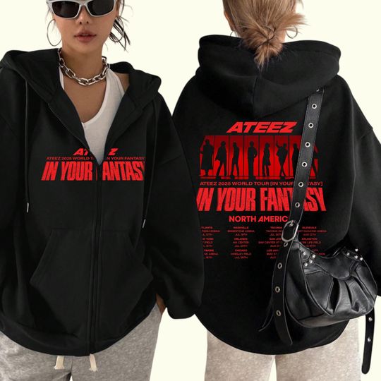 ATEEZ World Tour In Your Fantasy Zip Hoodie, Ateez Zip Hoodie Kpop Ateez Golden Hour Part 3, Ateez Merch, Ateez Tour Hoodie, Ateez 2025 Gift