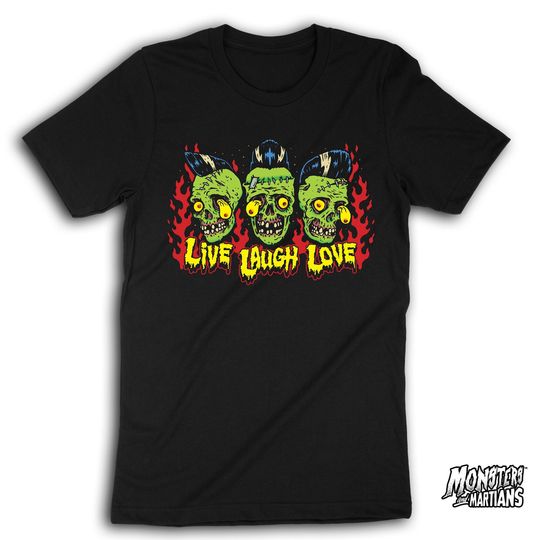 Zombies Live Laugh Love Tshirt, Laughing Zombies Tee, Horror Punk, Psychobilly, Horror Fans Gift