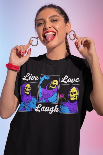 Discover Live Laugh Love Meme Unisex Graphic Tee, 80s Meme Shirt, Live Laugh Meme Shirt, Funny Gift Tee