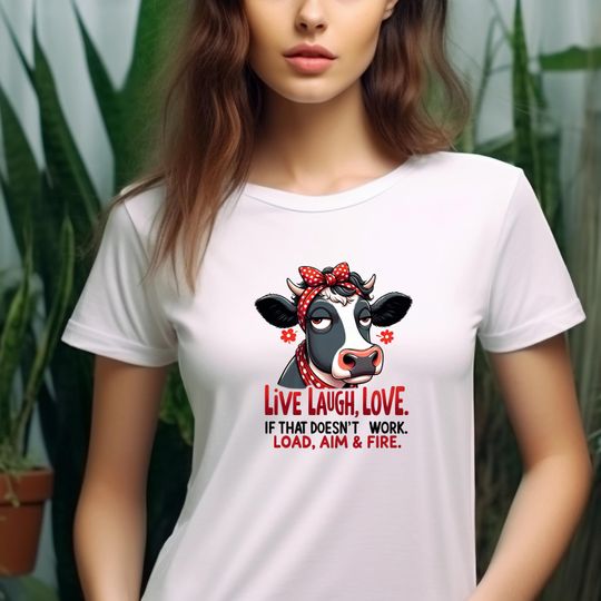 Discover Live Laugh Love Cow tee | Funny Cow Graphic T-Shirt, Country Farm Humor