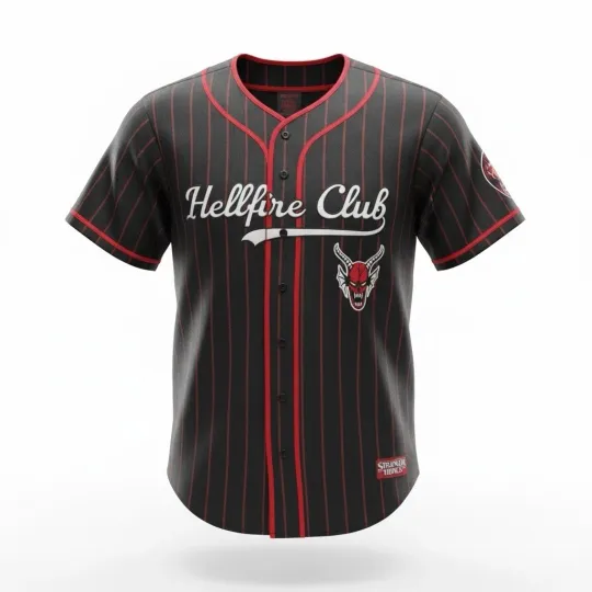 Stranger Things Hellfire Club Striped Baseball Jersey