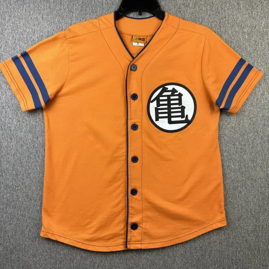 Dragon Ball Z Orange Baseball Jersey Japanese Anime Goku Logo Men’s