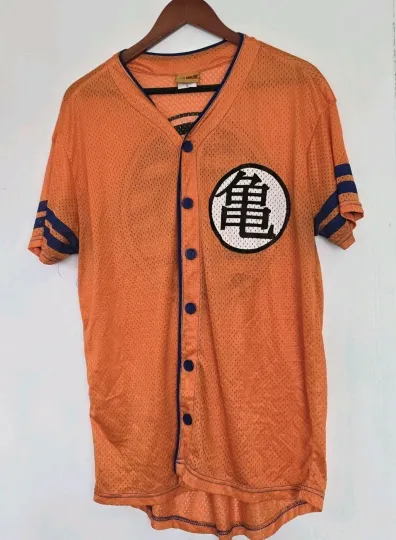 Dragon Ball Z Jersey Mens Orange Baseball Japanese Anime Goku Logo Cosplay