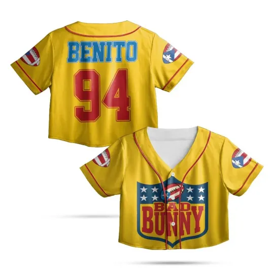 Discover Team Benito 94 Crop Jersey Bad Bunny Inspired Football Top Yellow