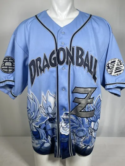 VTG 2001 Dragon Ball Z Funimation Production Blue Baseball Jersey