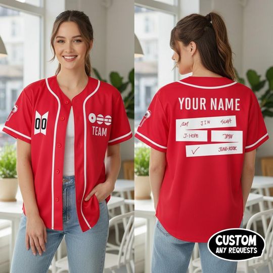 Custom BTS World Tour 2026 Idol Comeback Baseball Jersey, Baseball Jersey For Teen Girl Women Baseball Kpop Fan, World Tour 2026 2027 Jersey