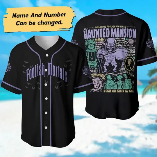 Custom Haunted Mansion Map 3D Baseball Jersey Shirt