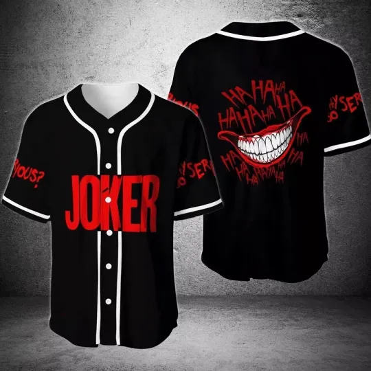 Discover Horror Joker Mouth Ha Ha Ha Joker Laughing Why So 3D Baseball Jersey Shirt