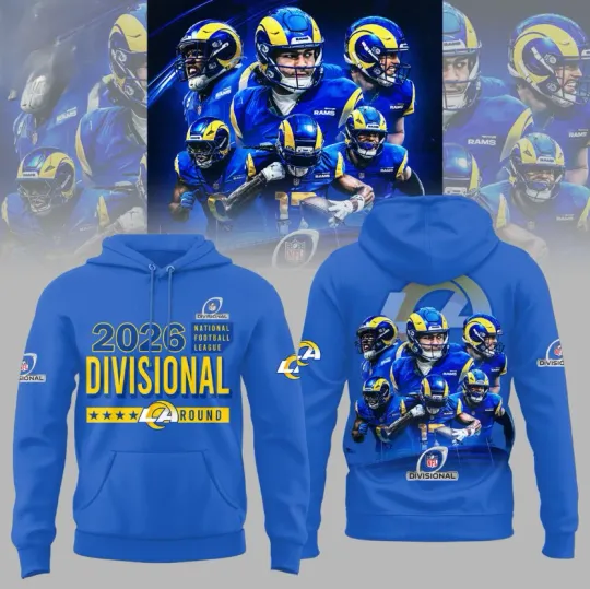 Discover Los Angeles Rams 2026 football Divisional Round Hoodie Blue