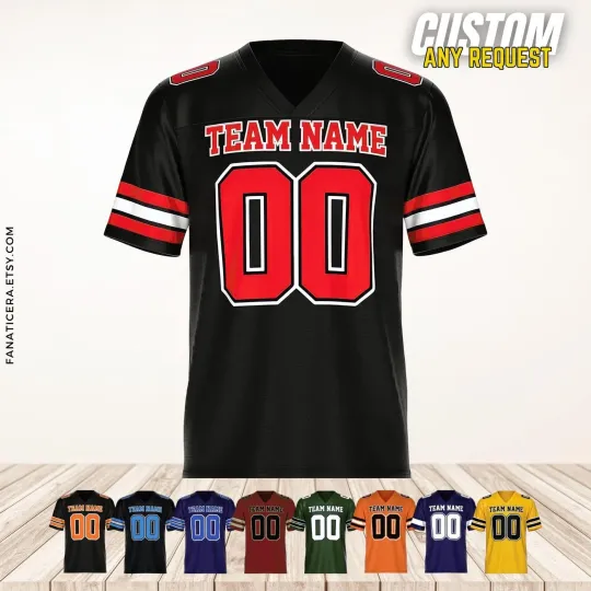 Discover Personalized Football Jersey, Custom Football V-neck Mesh Jersey For Men