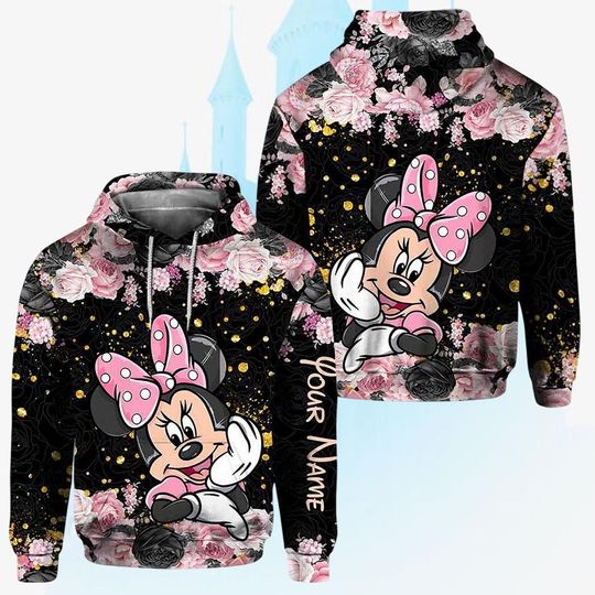 Personalized Minnie Mouse Hoodie for Adults, Disney Minnie and Friends 3D T-shirt Hoodie, Magic Kingdom Gifts