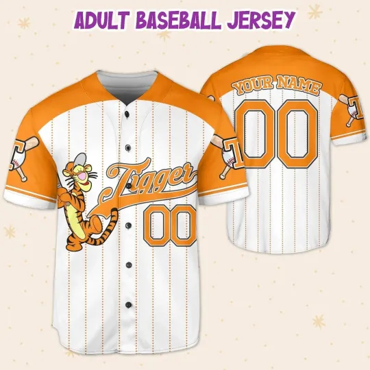Discover Personalized Light Orange Tigger On Game Day 3D Baseball Jersey Shirt