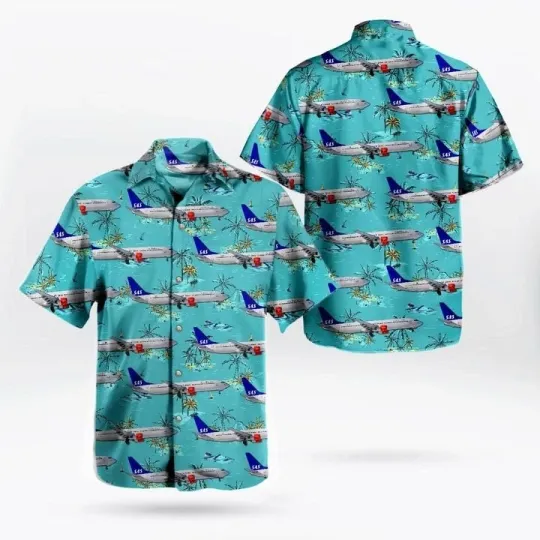 Sas Scandinavian Airlines Boeing Hawaiian Shirt For Men
